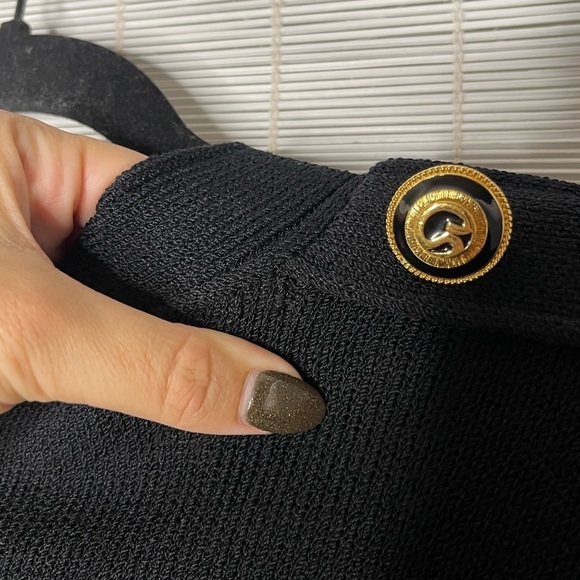 St. John Basics Black Knit Cardigan Gold Button Detail Size L - Picture 10 of 10